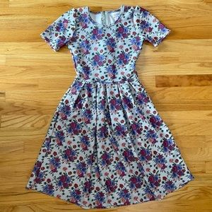 Lularoe Grey Floral Amelia Dress